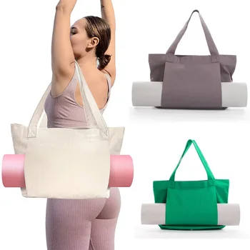 Omuz çantaları Kadın Tuval Büyük Kapasiteli Spor Salonu Yoga Mat saklama çantası