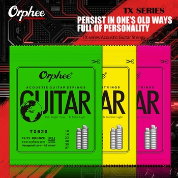 Orphee TX Akustik Gitar Dizeleri Orta Karbonlu Çelik Altıgen Alaşımlı Pirinç Rüzgar Halk Gitar Dizeleri Gitar Parçaları ve Aksesuarları