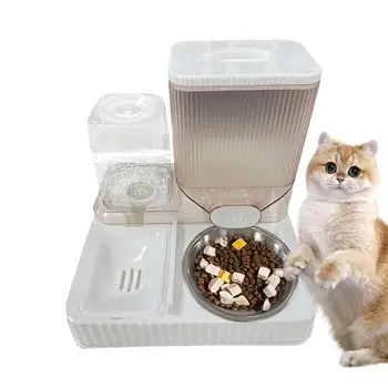 Otomatik kedi maması Dağıtıcı anti-kaçak evcil su sebili ile yemek kasesi Paslanmaz Çelik gıda kabı evcil hayvan malzemeleri