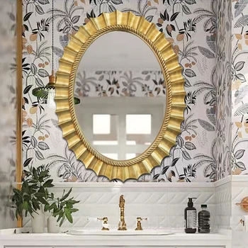 Oval Altın Banyo Dekoratif Ayna Duvar Çerçevesi Özel Büyük Duş Dekoratif Ayna Makyaj Deco Chambre Duvar Dekor YX50DM