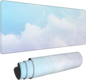 Oyun Mouse Pad Bulut Gökyüzü Degrade Mavi Beyaz Kaymaz Kauçuk Taban Büyük XXL Mousepad Dikişli Kenarları ile 31. 5x11. 8 inç
