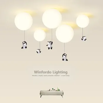 Panda tavan lambası yaratıcı sıcak kolye ışık Modern çocuk odası yatak odası aydınlatması asılı kapalı Led fikstür Homr