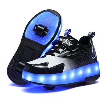 Paten Çocuk Sneakers LED Işıklı Ayakkabı Erkek koşu ayakkabıları Çift Tekerlekler ile USB Şarj spor ayakkabılar Kızlar Rulo Ayakkabı