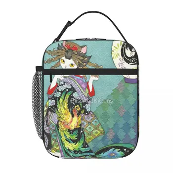 Phoenix Uchikake Kimono Kitty yemek taşıma çantası yemek kabı yemek kabı Çocuklar Öğle Yemeği Çantaları Kadınlar İçin