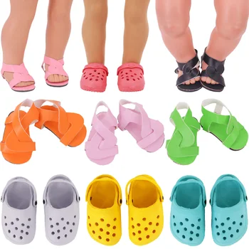 Plastik Sandalet 18 inç Kız Amerikan ve 43 Cm Doğan Bebek Yeniden Doğmuş Bebek Ayakkabı Elbise Aksesuarları Terlik, bizim Nesil Hediyeler