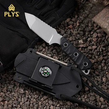 PLYS Açık Yüksek Sertlik Kamp Survival Düz Bıçak Pusula Kesme Bıçağı, Taşınabilir Çok Fonksiyonlu Meyve Bıçağı