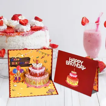 Pop Up Zarflı doğum günü kartları 3D Tebrik Kartı Açılır Doğum Günü Partisi Davetiyesi Kız Çocuklar Eşi Koca Hediye Kartpostallar