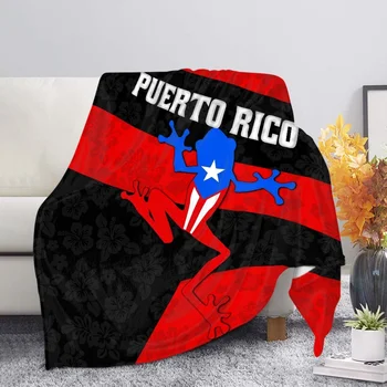 Porto Riko Battaniye Ve Atar Özel Coqui Porto Riko Bayrağı Atmak Battaniye Ev Kabarık Yumuşak Sıcak Kış Atmak Battaniye