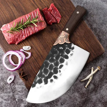 Profesyonel Dövme Mutfak Bıçağı Domuz Kemiksi Saplı kasap bıçağı şef bıçağı Soyma Dilimleme Cleaver Et Ticari Domuz Bıçak Araçları