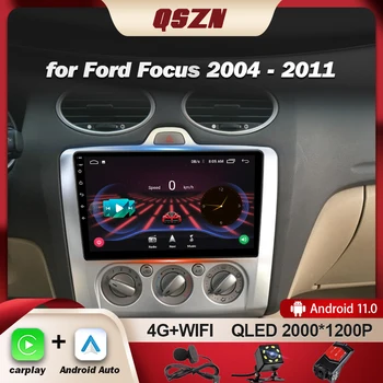 QSZN Ford Focus 2004 - 2011 İçin 9 İnç Android 13 Araba Radyo 4G LTE DSP Video RDS Stereo WIFI Multimedya Autoradio QLED BT ADAS
