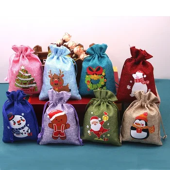 Renkli Noel Advent keten Paket Cep Güzel karikatür Noel şeker seti hediye paketi çantası