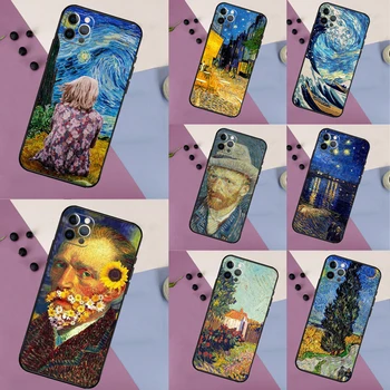 Resimleri Yıldızlı Gece Van Gogh Kılıfı iPhone 15 14 13 12 11 Pro Max Artı XR X XS Max SE 2020 2022 Yumuşak Tampon Kapak
