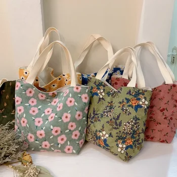 Retro Edebi Çanta Moda Kadife Kumaş alışveriş saplı çanta Öğle Yemeği Çantası Moda Yaz Kızlar Öğrenciler Kitap Çantası