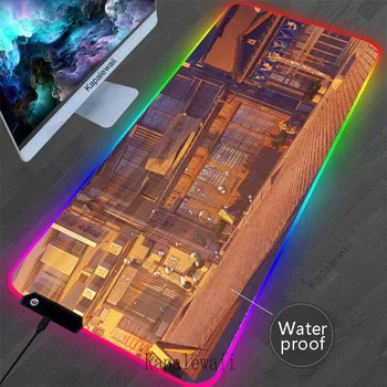RGB Arkadan Aydınlatmalı Sokak Büyük Mouse Pad Oyun Mausepad Oyun Hızlı Klavye Pedleri Su Geçirmez Fare Mat Ofis masa koruyucu Mat