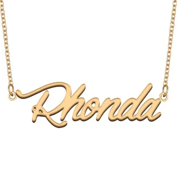 Rhonda Adı Kolye Kadınlar için Paslanmaz Çelik Takı Altın Renk Tabela Kolye Collares Para Mujer Harfler Gerdanlık