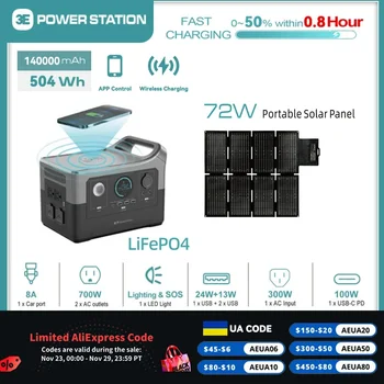 S7 700W Taşınabilir Güç İstasyonu LiFePO4 100V-230V 384Wh 10W KABLOSUZ ŞARJ Güneş jeneratörlü akü Acil Durum İçin Güç Açık