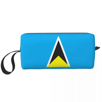 Saint Lucia Bayrağı Büyük Makyaj Çantası Güzellik Çantası Seyahat Kozmetik çantalar depolama Çantası Unisex için