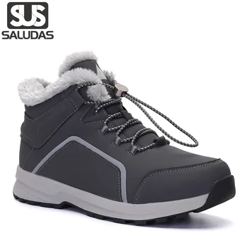 SALUDAS Sneakers Açık Kaymaz Sıcak yürüyüş ayakkabısı Çift bileğe kadar bot Su Geçirmez kar botu Yüksek Top Aşınmaya Dayanıklı yürüyüş ayakkabısı