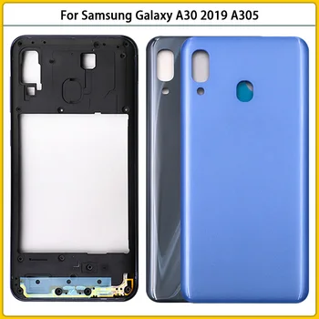 Samsung Galaxy A30 2019 A305 A305F SM-A305F Orta Çerçeve Çerçeve + Pil arka kapak Arka Kapı Konut Case Yapıştırıcı Değiştirin