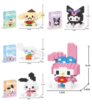 Sanrio Hello Kitty Ekleme Yapı Taşı Cinnamoroll Mini Blokları Blocos Blokları Kuromi Benim Melodi Cinnamoroll Pochacco Purin