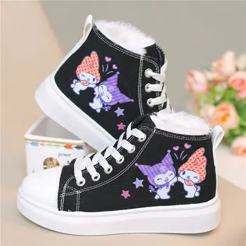 Sanrio Kuromi Benim Melodi kanvas ayakkabılar Kawaii Anime Sevimli Karikatür Kalın kanvas ayakkabılar Platformu Sneakers pamuklu ayakkabılar doğum günü hediyesi