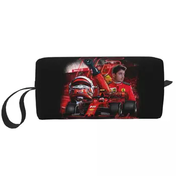 Sevimli Charles Monaco Formülü Bir Sürücü Leclercs Seyahat makyaj çantası Kadın Kozmetik Makyaj Çantası Güzellik Depolama Dopp Kiti