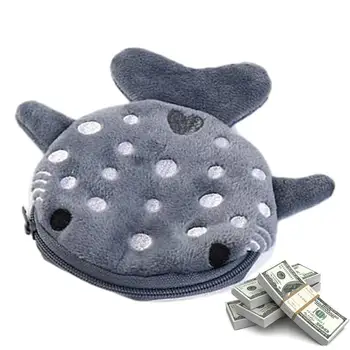 Sevimli Mavi Küçük Balinalar bozuk para cüzdanı Peluş Fermuarlı bozuk para cüzdanı Köpekbalığı Şekli Tasarımcı kadın Cüzdan Değişim Çanta