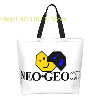 Sevimli Neo Geo Logo alışveriş çantası Yeniden Kullanılabilir Arcade Oyun Bakkal Tuval Omuz Alışveriş Çantası