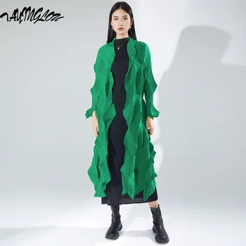 Siper Kadınlar İçin 2023 Sonbahar Moda Moda Düzensiz Mont Gevşek Büyük Boy Pilili Hırka Zarif Lüks Kadın Ceket