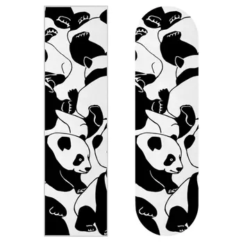 Siyah Beyaz Panda Baskı Kaykay kaymaz bant Levha Zımpara Paten Longboard Griptape Kabarcık Ücretsiz Longboard kaymaz bant