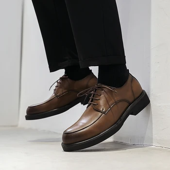 Siyah rahat ayakkabılar Erkekler Moda Marka Rahat 2023 Erkekler Yüksek Kaliteli erkek Dantel-up Kahverengi Açık yürüyüş ayakkabıları A11