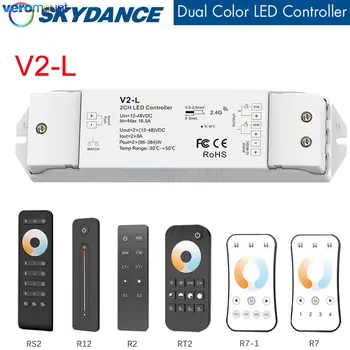 Skydance V2-L LED Dimmer Anahtarı SKK 12 V 24 V 36 V RF Kablosuz 2.4 G Uzaktan Akıllı 2CH WW CW LED Kontrol için Çift Renkli LED Şerit