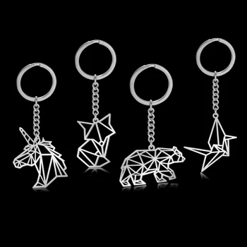 Skyrim Origami Tilki Vinç Leopar Unicorn çekici araba anahtarlık Paslanmaz Çelik Ayı Tavşan Kuş Anahtarlık Tutucu Hediye Erkekler Kadınlar için