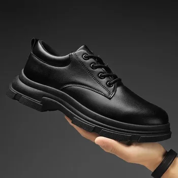 Sonbahar erkek ayakkabıları 2023 Yeni erkek Spor Rahat İngiliz Siyah deri ayakkabı İş Çok Yönlü Resmi İş moda ayakkabılar