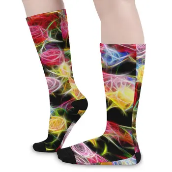 Soyut Çiçek Çorap Gül Duygu Grafik Eğlence Çorap Sonbahar Kaymaz Çorap Kadın Erkek Koşu Spor Yumuşak Çorap