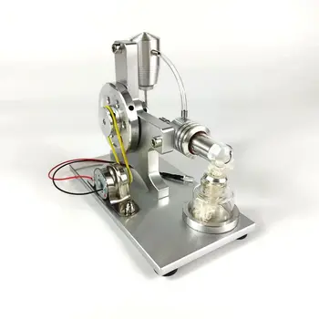 Stirling motor modeli, harici yanmalı motor, fiziksel oyuncak, buhar motoru, L şeklinde renkli LED ışıklar