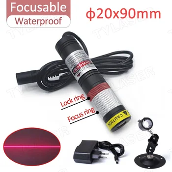Su geçirmez Odaklanabilir D20X90mm 635nm 638nm Cam Lens Kırmızı Çizgi 10/30/50mW Lazer Modülü Kesme Konumlandırma