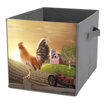 Sunrise Horoz Çiftliği Katlanır eşya kutuları Katlanabilir Küpleri Organizatör Vaka Bez Battaniye kollu kutu Ev Oturma Odası için