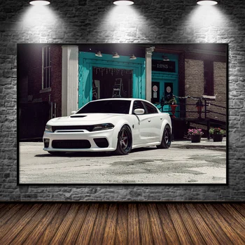 Supercar Dodge Hellcat Beyaz Kas Arabalar Posterler ve Baskılar HD resim tuvali duvar sanatı Boyama Ev Oturma Odası Dekor Için