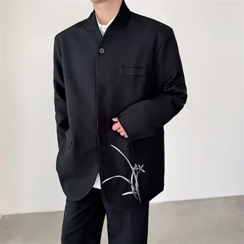 SYUHGFA erkek Giyim 2024 Sonbahar Yeni Çin Tarzı Nakış günlük giysi Ceket Erkek Gevşek Basit Uzun Kollu Blazers