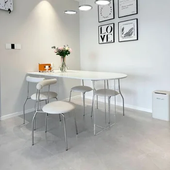 Süspansiyon Taş Plaka yemek masası Ev Küçük Daire Oval Ins Minimalist Beyaz Şeffaf Sessiz Tarzı yemek masası