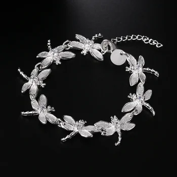 Sıcak 925 Ayar gümüş kristal yusufçuk zincir Bilezikler kadın erkek klasik Düğün parti noel hediyesi moda takı