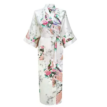 Sıcak Satış Beyaz Femmes Rayon Elbiseler Kıyafeti Kimono Yukata Çin Kadın Seksi Iç Çamaşırı Çiçek Pijama Artı Boyutları M L XL XXL XXXL