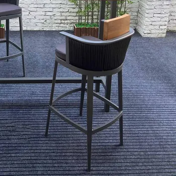Taht Ahşap Lüks Tasarımcı Modern yüksek bar sandalyesi Berber Cafe Açık bilgisayar sandalyesi Salon Sandalye dış mekan mobilyası XY50BC