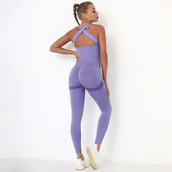 Tek parça Egzersiz Calzas Deportivas Mujer Spor Çabuk kuruyan Yoga Seti Şeftali kalça Yoga Giysileri Dikişsiz Seksi Kadın Spor Takım Elbise