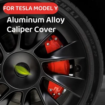 Tesla Modeli Y için 4 ADET Kaliper Kapakları Alüminyum Alaşım 19 20 İnç Tekerlek Göbeği 2021-2023 4 Set, 5 Renk, çıkartmalar Dahil Edilecektir