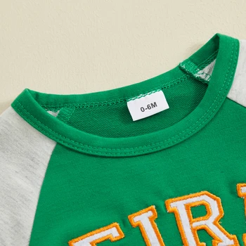 Toddler Erkek bebek St Patrick Günü Kıyafet Kısa Kollu Eire Nakış Gömlek Üst koşucu pantolonu İrlandalı Giysileri