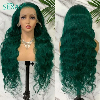 Turkuaz Renk Dantel ön peruk insan saçı 30 32 İnç Brezilyalı Vücut Dalga İnsan Saç Peruk Şeffaf Dantel ön Peruk Kadınlar İçin