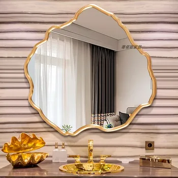 Tuvalet Büyük Model Duvar Dekoratif Ayna Makyaj El Sanatları Vanity Estetik Duş Aynası Altın Espejo Pared Ev Şekillendirici