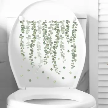 Tuvalet Sticker Yeşil Bitki Yaprakları Kendinden yapışkanlı Tuvalet Kapağı Sticker Banyo Dekor Duvar Çıkartması Kapak Dekor Banyo Duvar